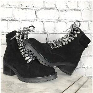 New Steve Madden Genny Suede Leather Combat Moto Lace Up Ankle GENN01S1 Size 9.5